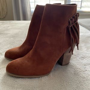 Brown suede booties